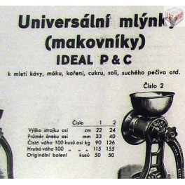 Univerzální mlýnek Ideal P&C, Pokert & CO Univerzální mlýnek Ideal P&C, Pokert & CO