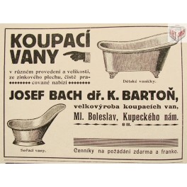 Josef Bach, koupací vany, Ml. Boleslav