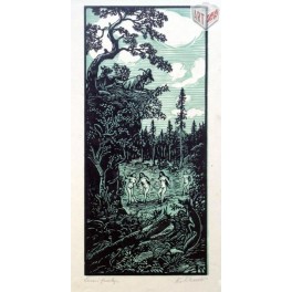 Lesní žínky 1926, dřevoryt Lesní žínky 1926, dřevoryt