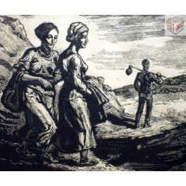 Pocestný, Karel Štěch, dřevoryt, rok 1937 Pocestný, Karel Štěch, dřevoryt, rok 1937