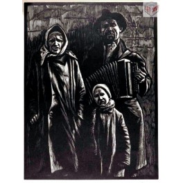Zpívající rodina, dřevoryt, 1929